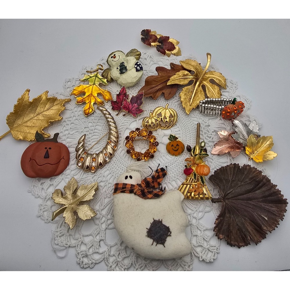 Vintage Halloween Thanksgiving Fall Holiday Brooch Misc Lot Harvest